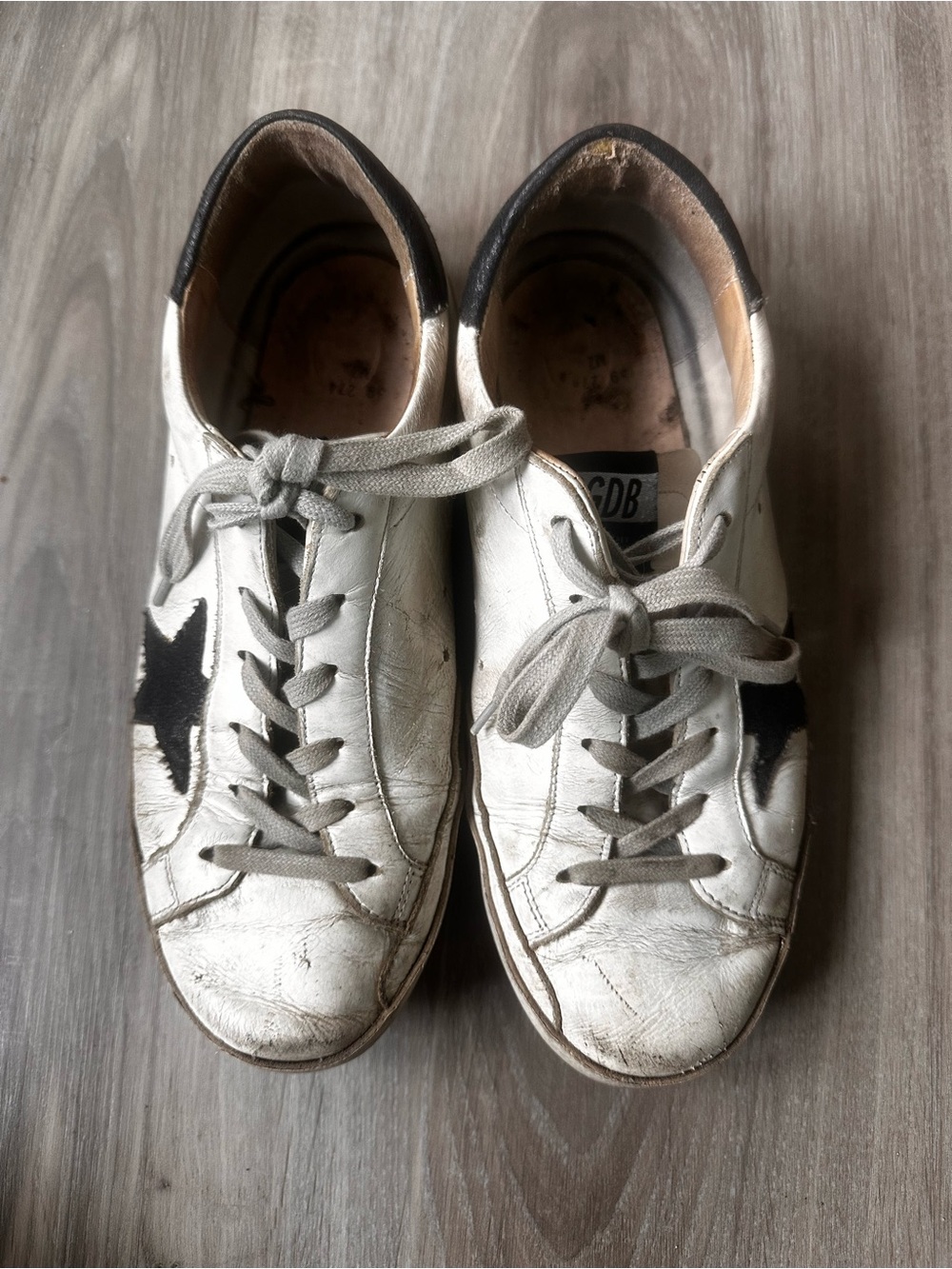 Golden Goose White Leather Sneakers with Black Star